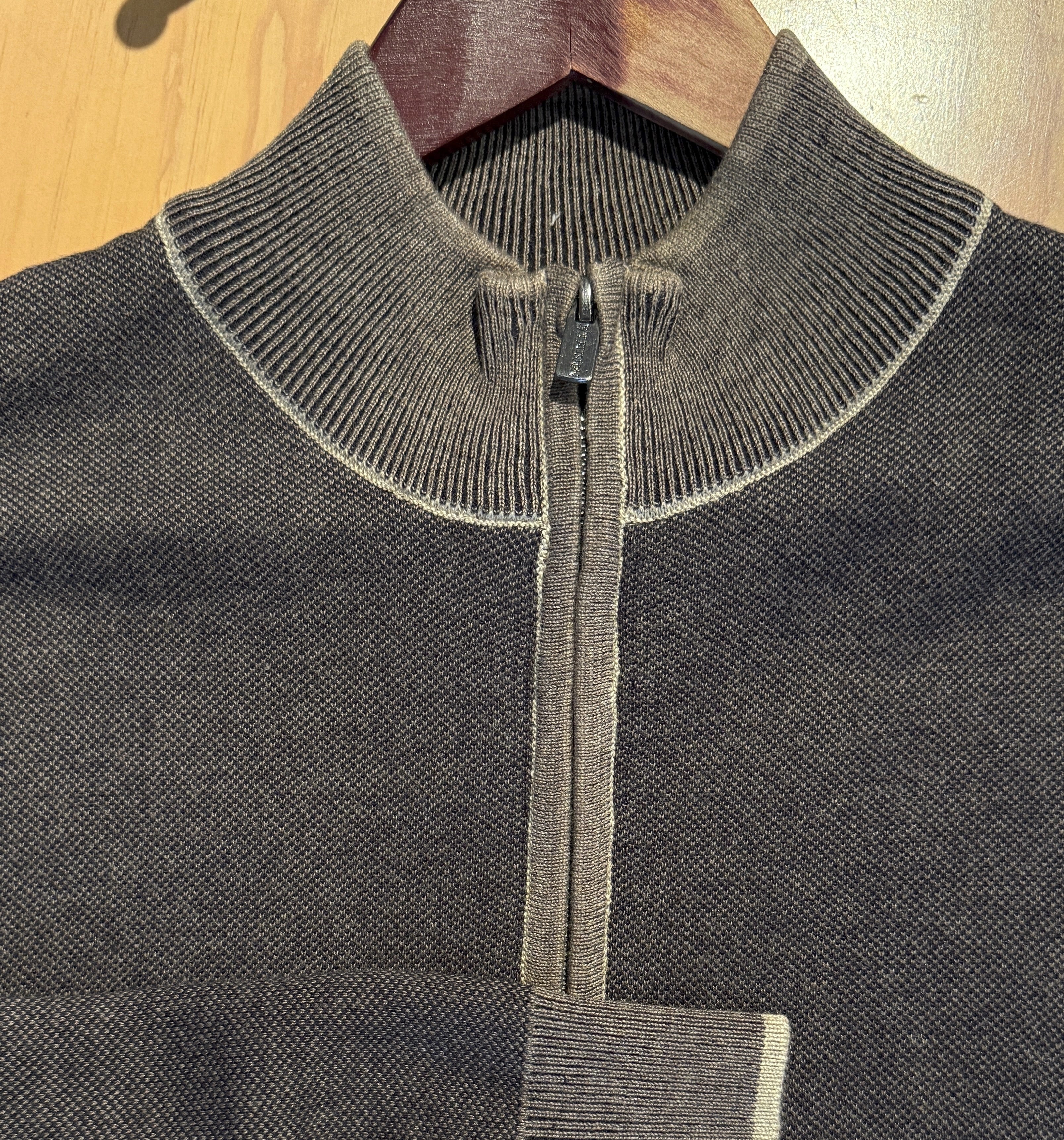 Cool Brown Tan Quarter Zip Sweater